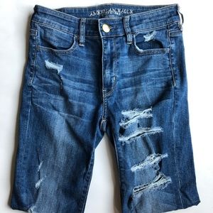 American Eagle Distressed High Rise Jeggings Sz 4